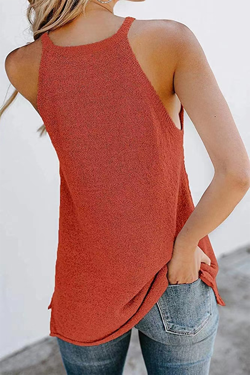 Casual Solid Patchwork Halter Tops