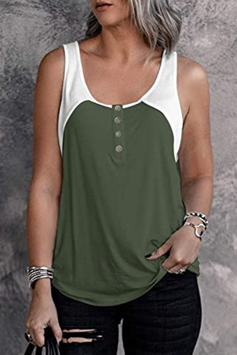 Fashion Casual Solid Split Joint U Neck Tops