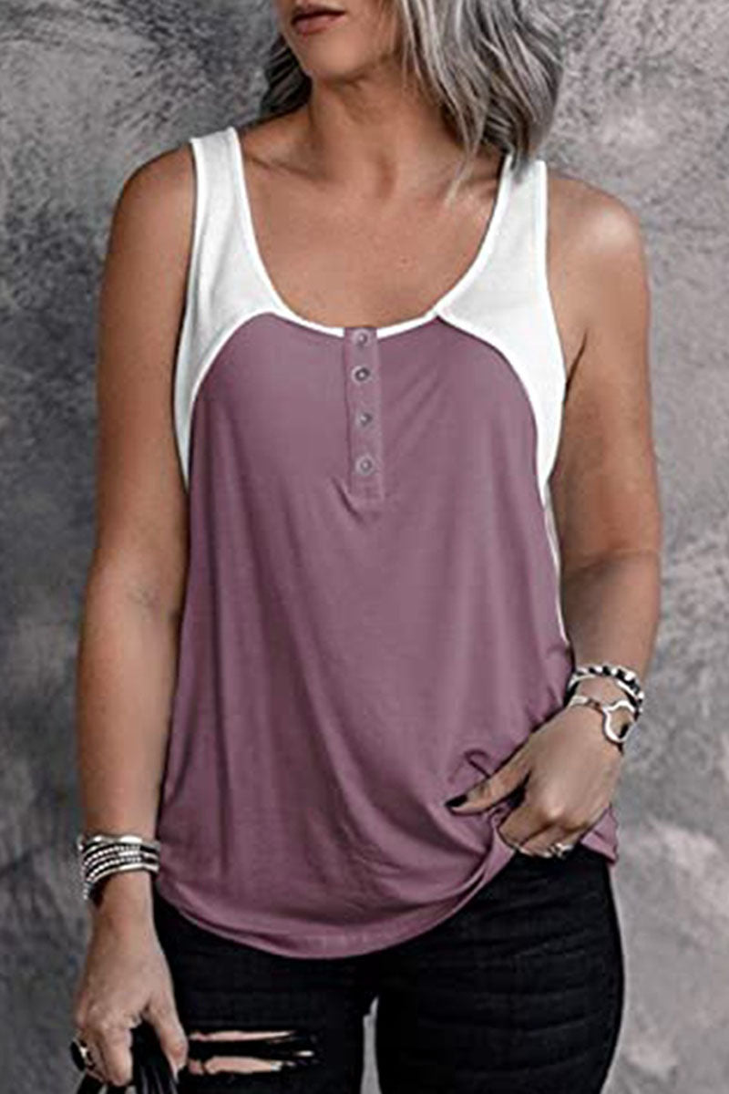 Fashion Casual Solid Split Joint U Neck Tops