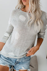 Fashion Sweet Dot Patchwork O Neck Sweaters