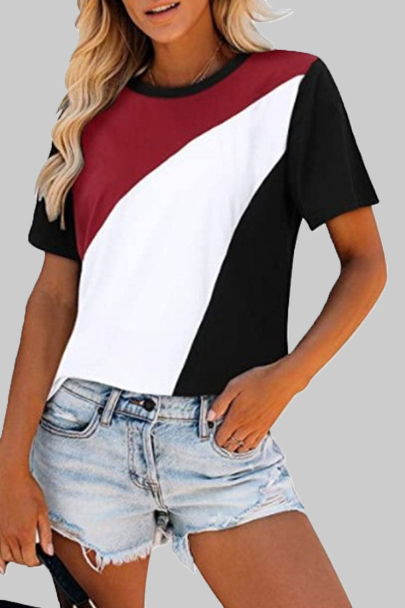 Fashion Casual Solid Split Joint O Neck T-Shirts