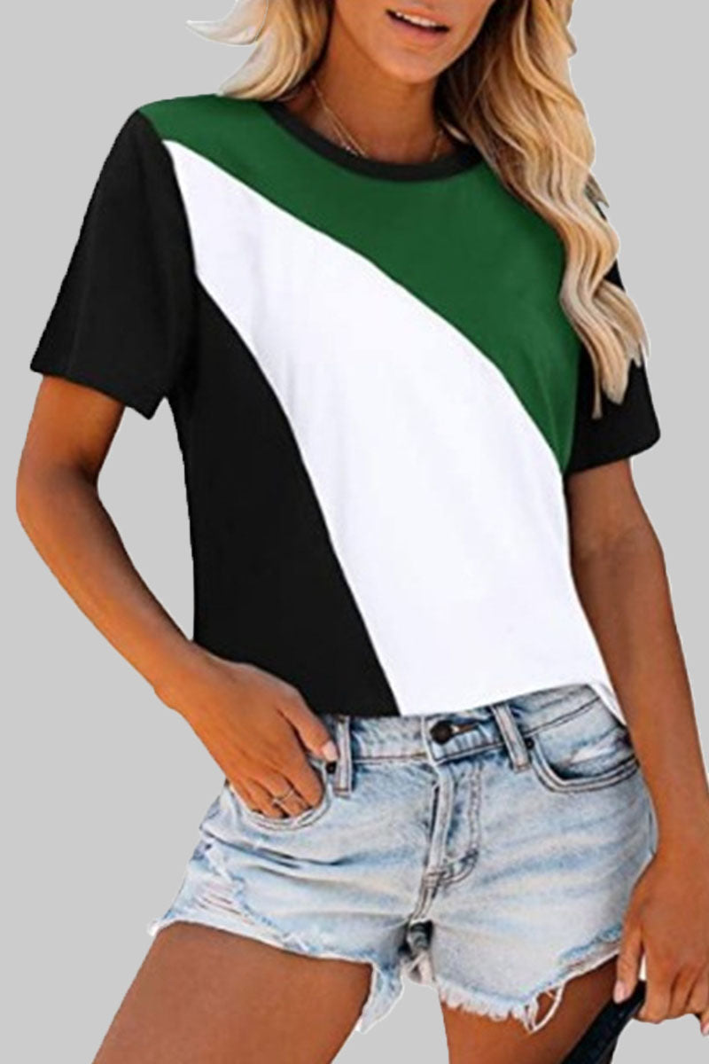 Fashion Casual Solid Split Joint O Neck T-Shirts