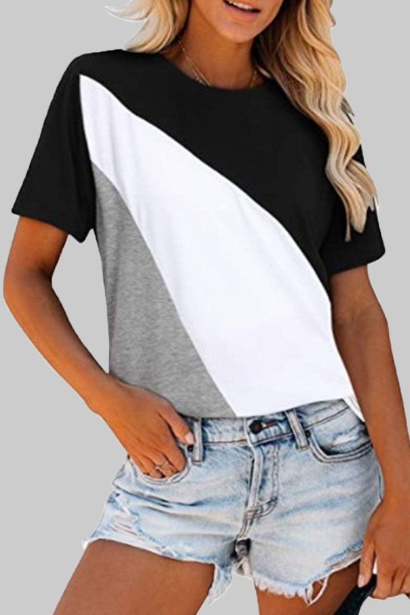 Fashion Casual Solid Split Joint O Neck T-Shirts