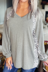 Casual Leopard Split Joint V Neck Tops(4 Colors)