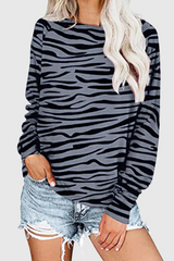 Casual Striped Print Split Joint O Neck Tops