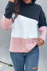 Casual Color Lump Split Joint  Contrast Half A Turtleneck Tops