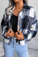 Casual Plaid Buckle Turndown Collar Outerwear(3 Colors)