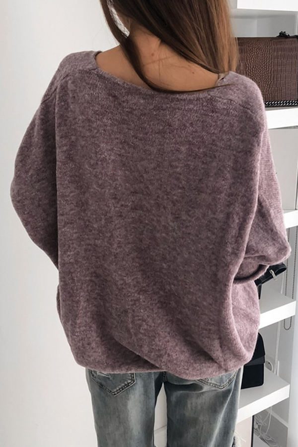 Casual Solid Basic V Neck Sweater(4 Colors)