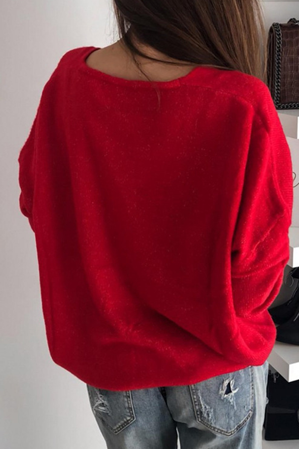 Casual Solid Basic V Neck Sweater(4 Colors)