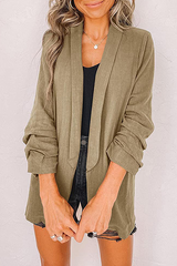 Casual Elegant Solid Patchwork Pocket Turndown Collar Outerwear