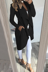 Casual Solid Patchwork Turndown Collar Outerwear