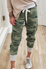 Casual Camouflage Print Draw String Capris Patchwork Bottoms(3 Colors)