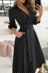 Casual Print Bandage Patchwork V Neck A Line Dresses(6 Colors)