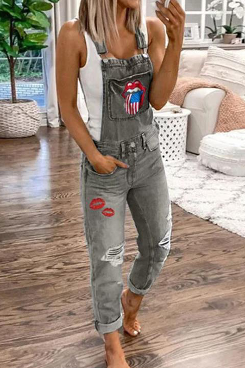 Casual Print Patchwork Harlan Jumpsuits