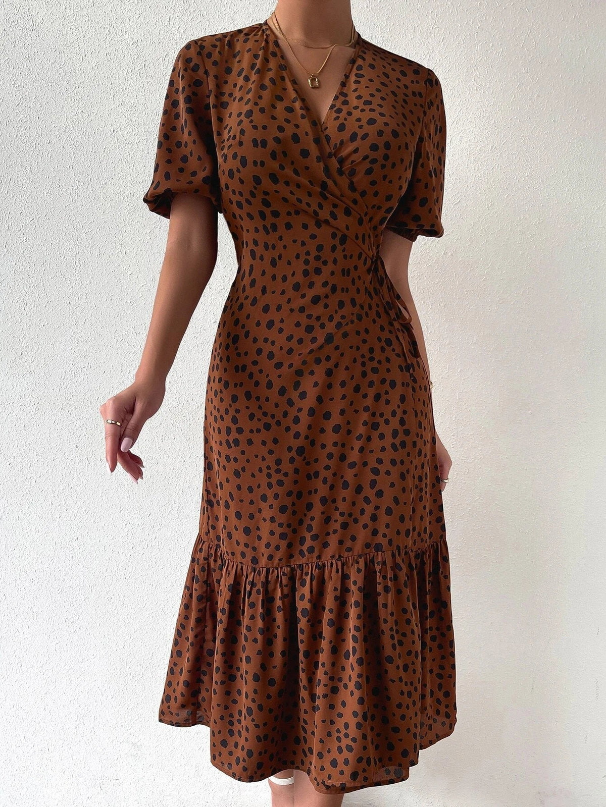 Charming polka dot print Midi Dress