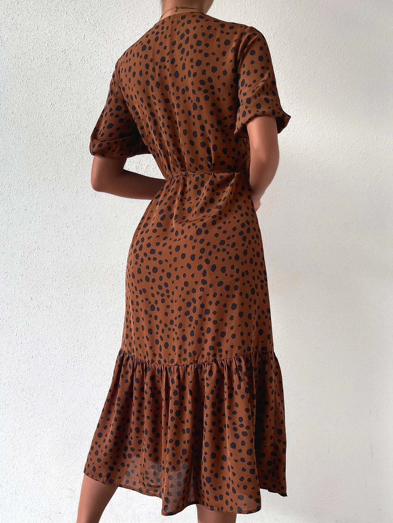 Charming polka dot print Midi Dress