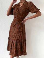 Charming polka dot print Midi Dress