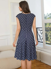 Elegant blue polka-dot Mini Dress