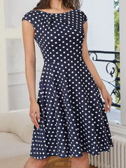 Elegant blue polka-dot Mini Dress