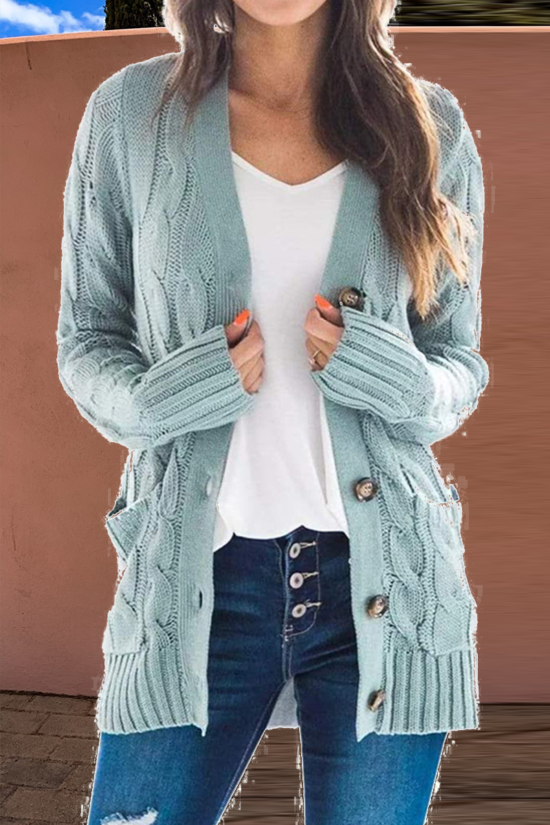 Casual Solid Split Joint Cardigan Collar Tops(6 colors)