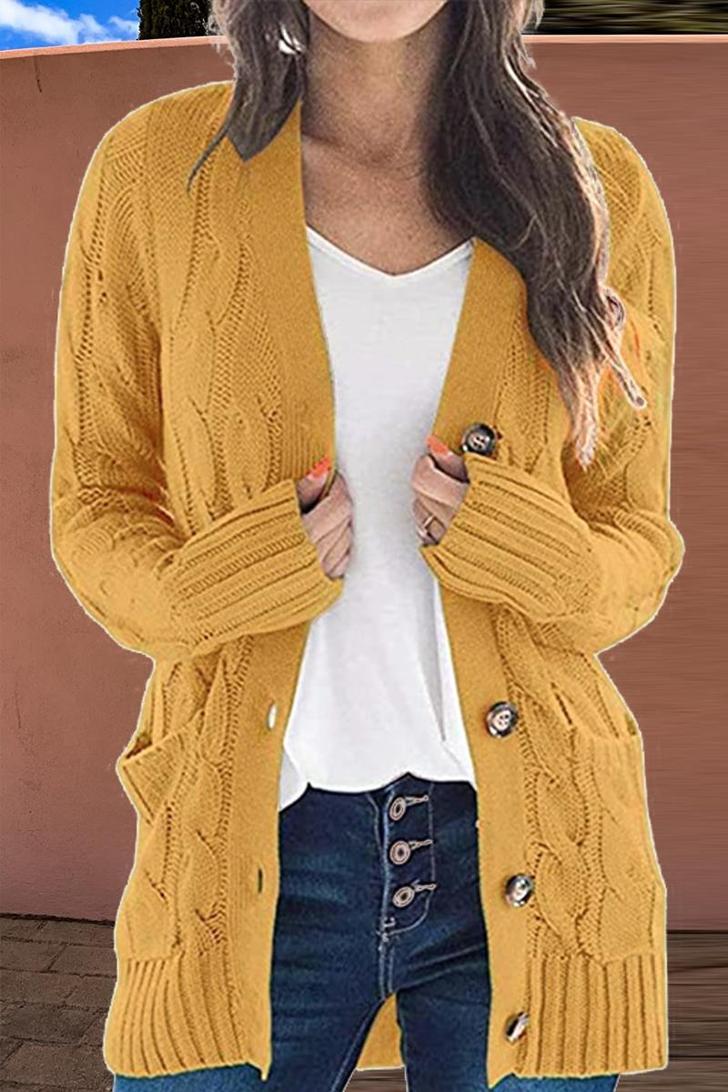 Casual Solid Split Joint Cardigan Collar Tops(6 colors)