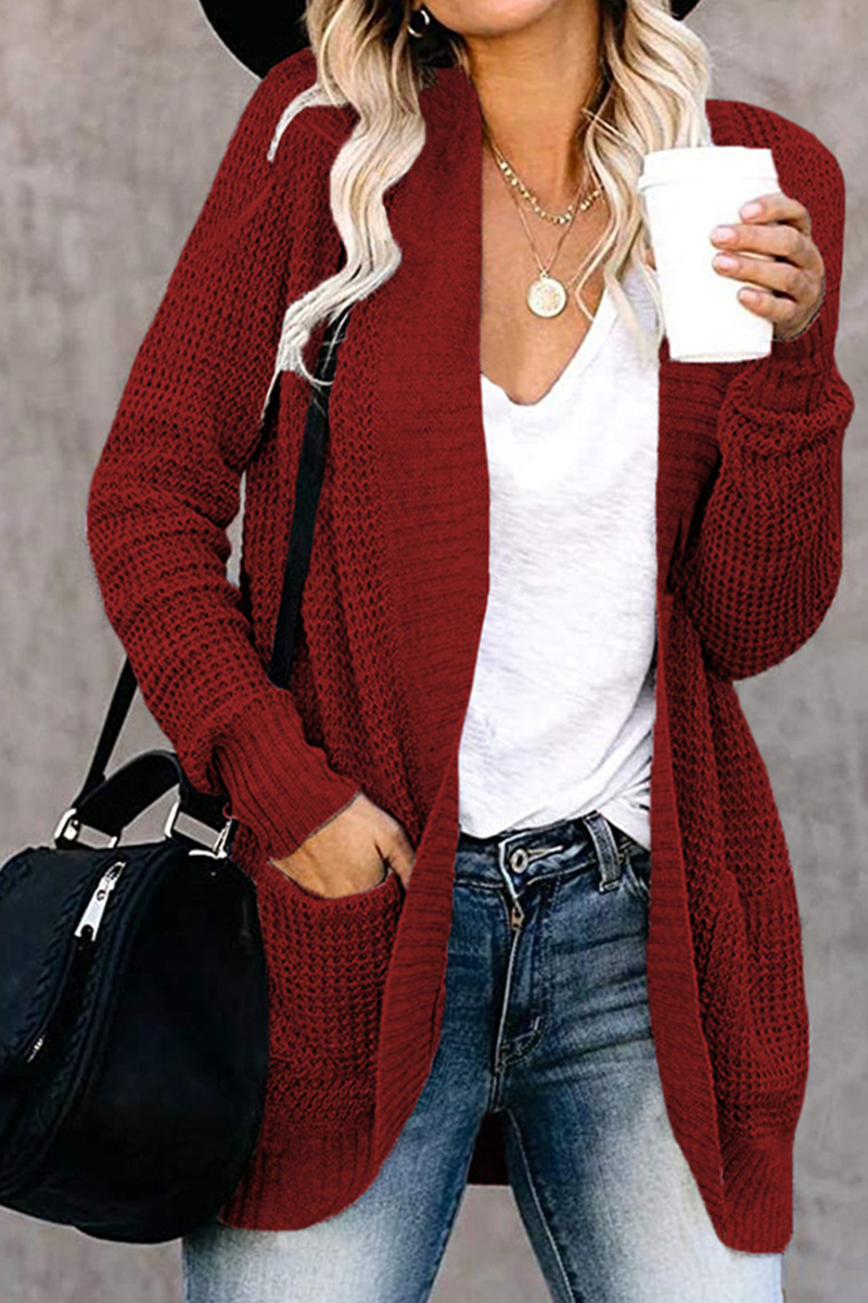 Casual Solid Split Joint Cardigan Collar Tops(6 colors)