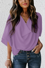 Casual Solid Flounce V Neck T-Shirts£¨7 colors£©