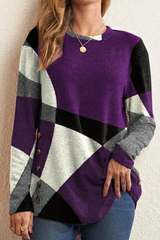 Casual Print Patchwork O Neck Sweaters(5 colors)