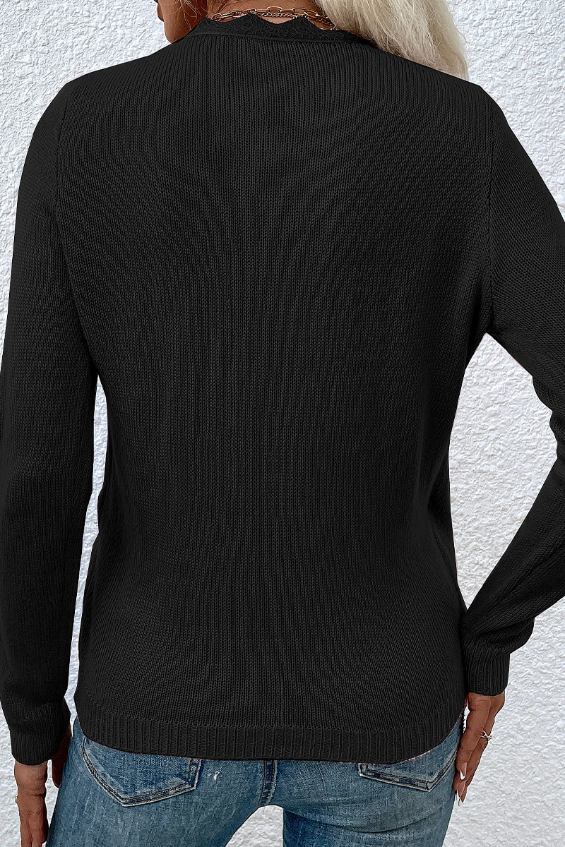 Casual Solid Patchwork V Neck Sweaters(4 colors)