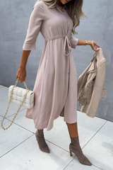 Casual Solid Patchwork Turndown Collar Shirt Dress Dresses(3 colors)