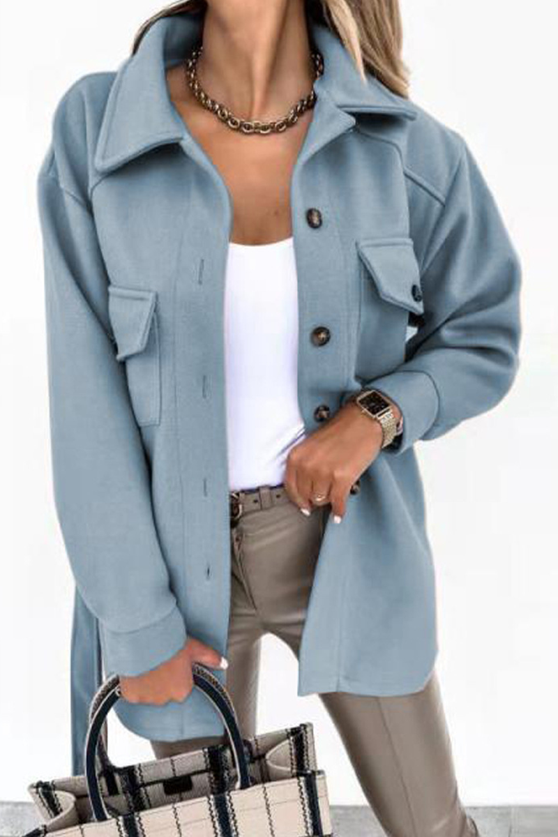 Casual Solid Patchwork Turndown Collar Outerwear(9 colors)