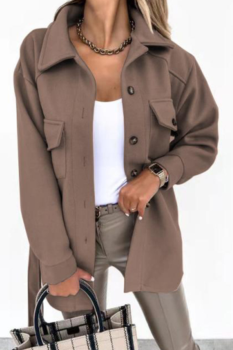 Casual Solid Patchwork Turndown Collar Outerwear(9 colors)