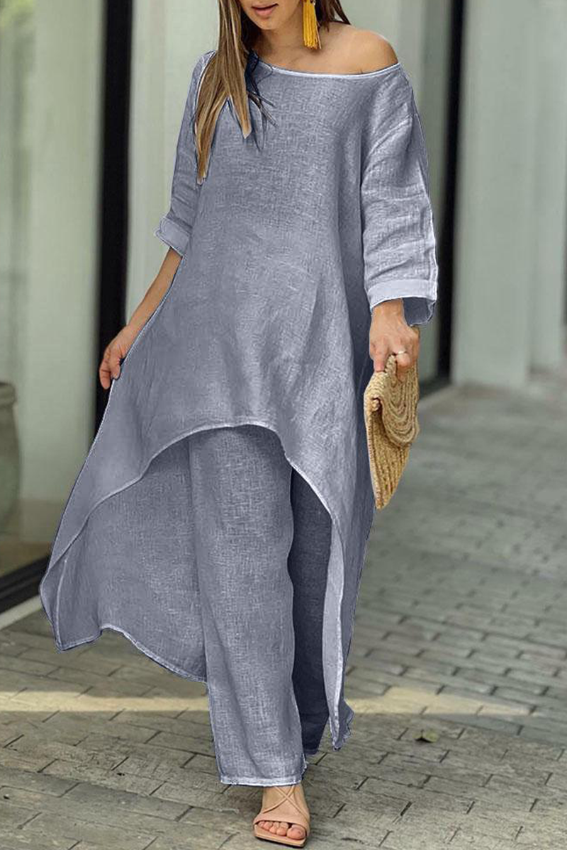 Casual Solid Patchwork O Neck Half Sleeve Two Pieces(6 colors)
