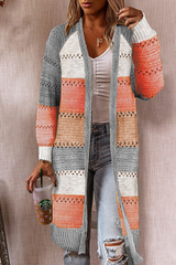 Casual Patchwork Hollowed Out Cardigan(3 Colors)