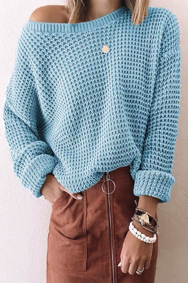 Fashion Casual Solid Patchwork O Neck Tops(7 colors)