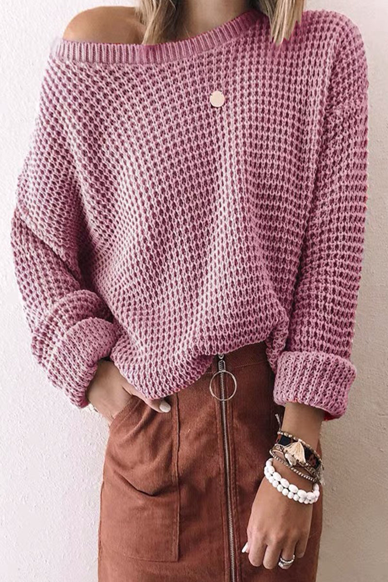 Fashion Casual Solid Patchwork O Neck Tops(7 colors)