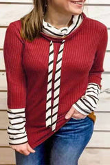 Fashion Patchwork Contrast Turtleneck Sweaters