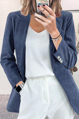 Casual Work Solid Buttons Turn-back Collar Outerwear