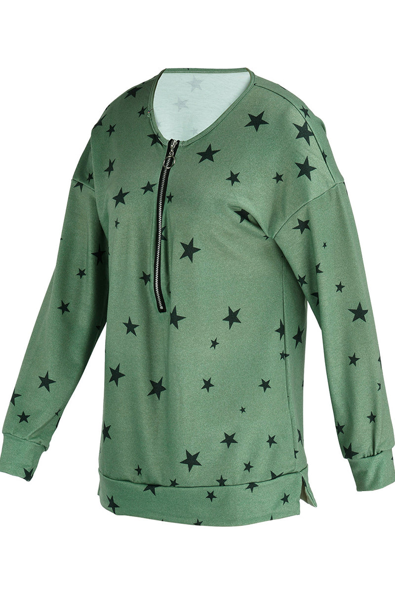 Casual The stars Patchwork Zipper Collar Tops(8 Colors)