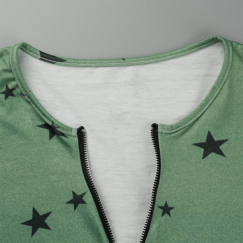 Casual The stars Patchwork Zipper Collar Tops(8 Colors)