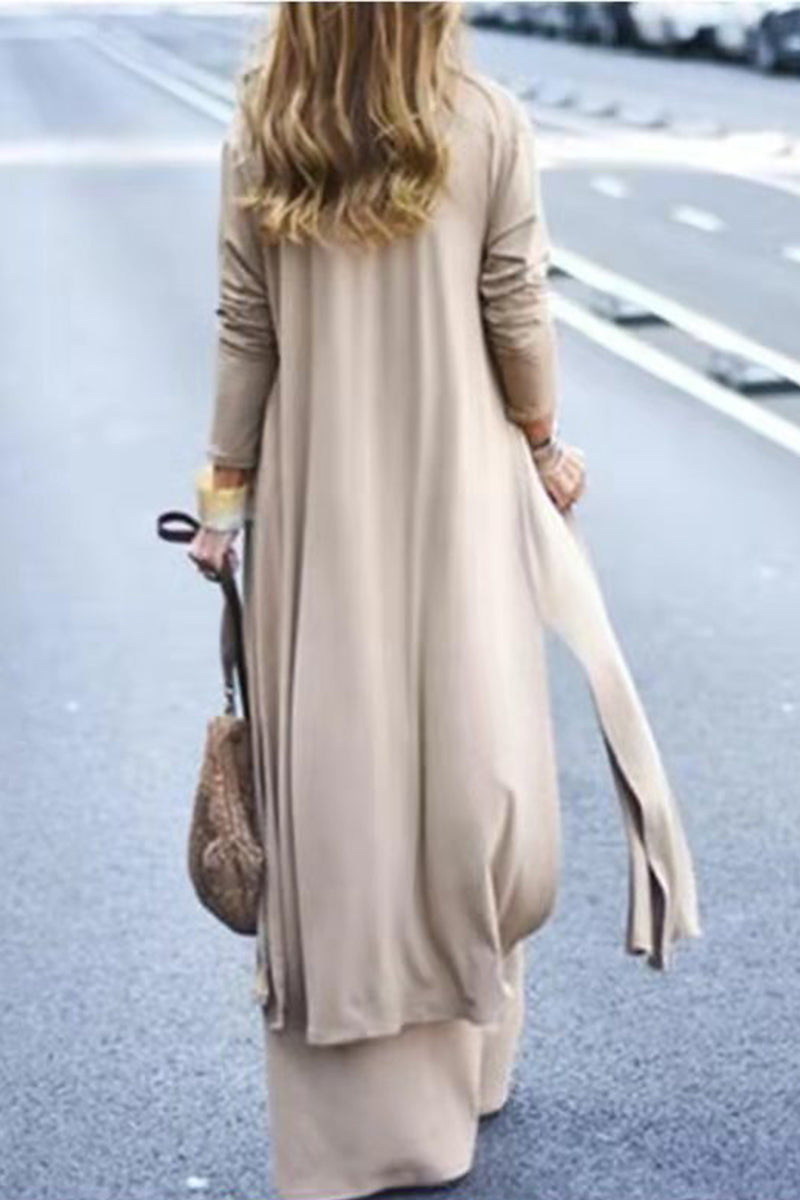 Casual Street V Neck Long Sleeve Two Pieces(4 Colors)