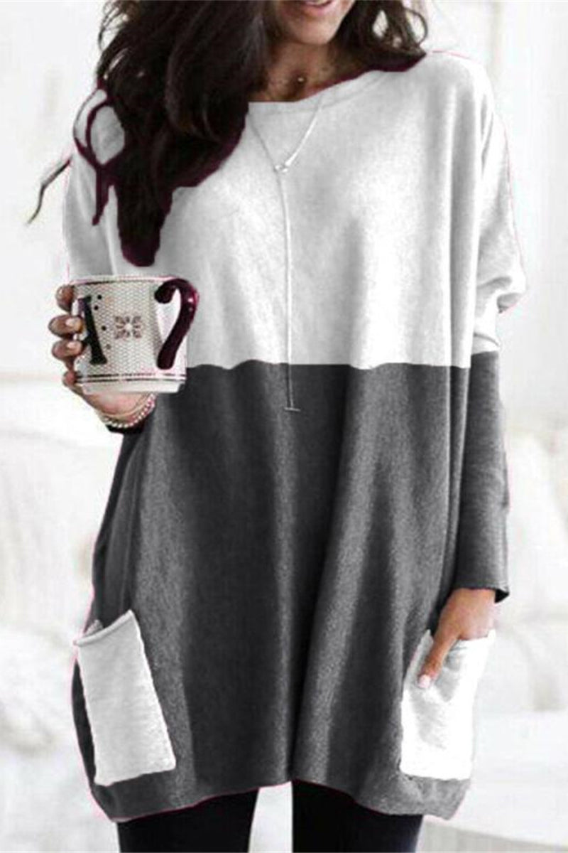 Casual Solid Split Joint Pocket V Neck Tops(4 Colors)