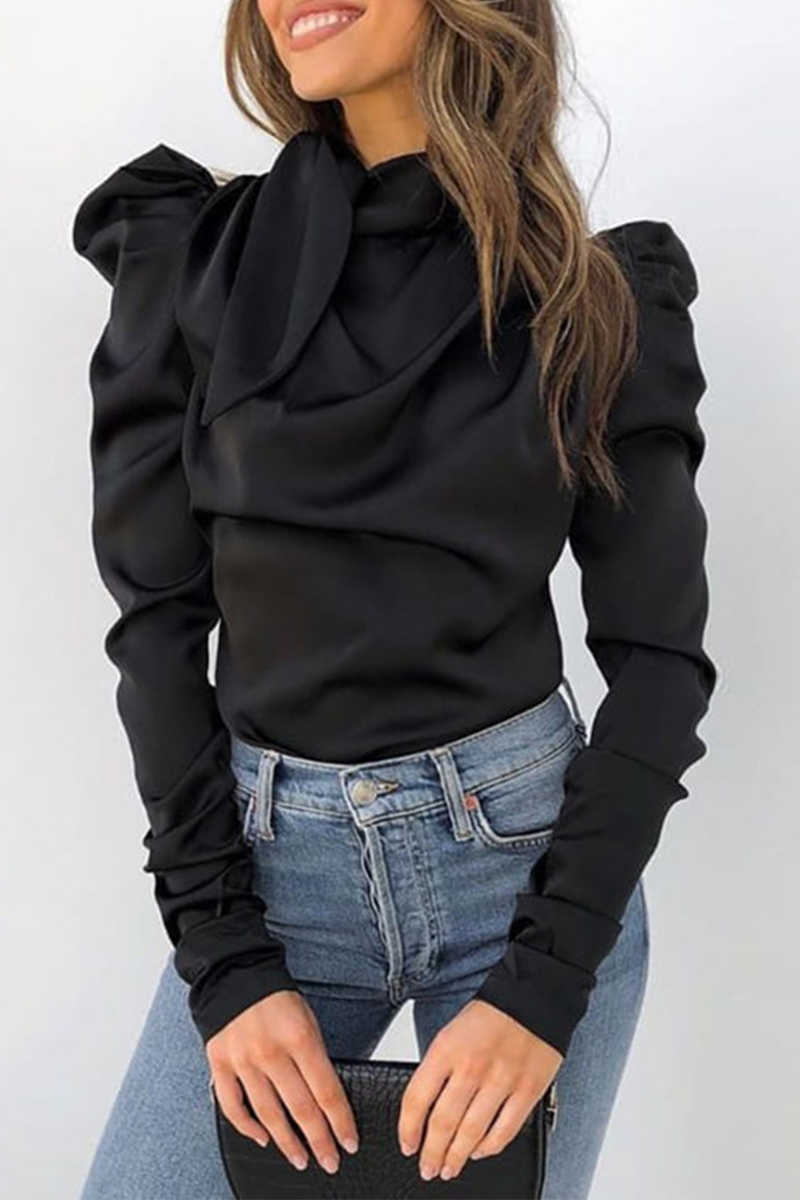 Street Solid Fold Half A Turtleneck Tops