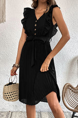 Casual Elegant Solid Frenulum V Neck A Line Dresses