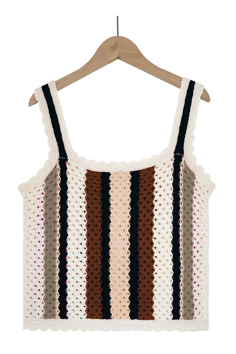 Street Vacation Color Block Contrast Square Collar Tops(4 Colors)