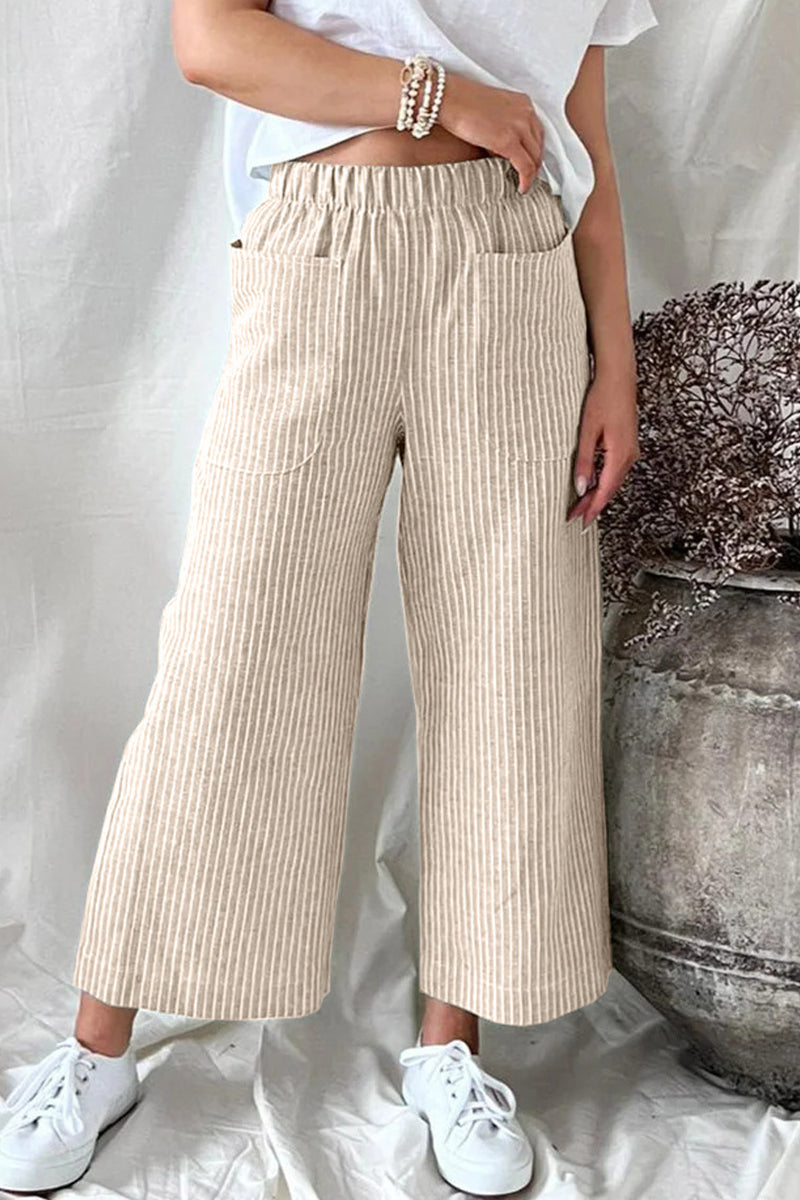 Casual Solid Pocket Loose Straight Bottoms(5 Colors)