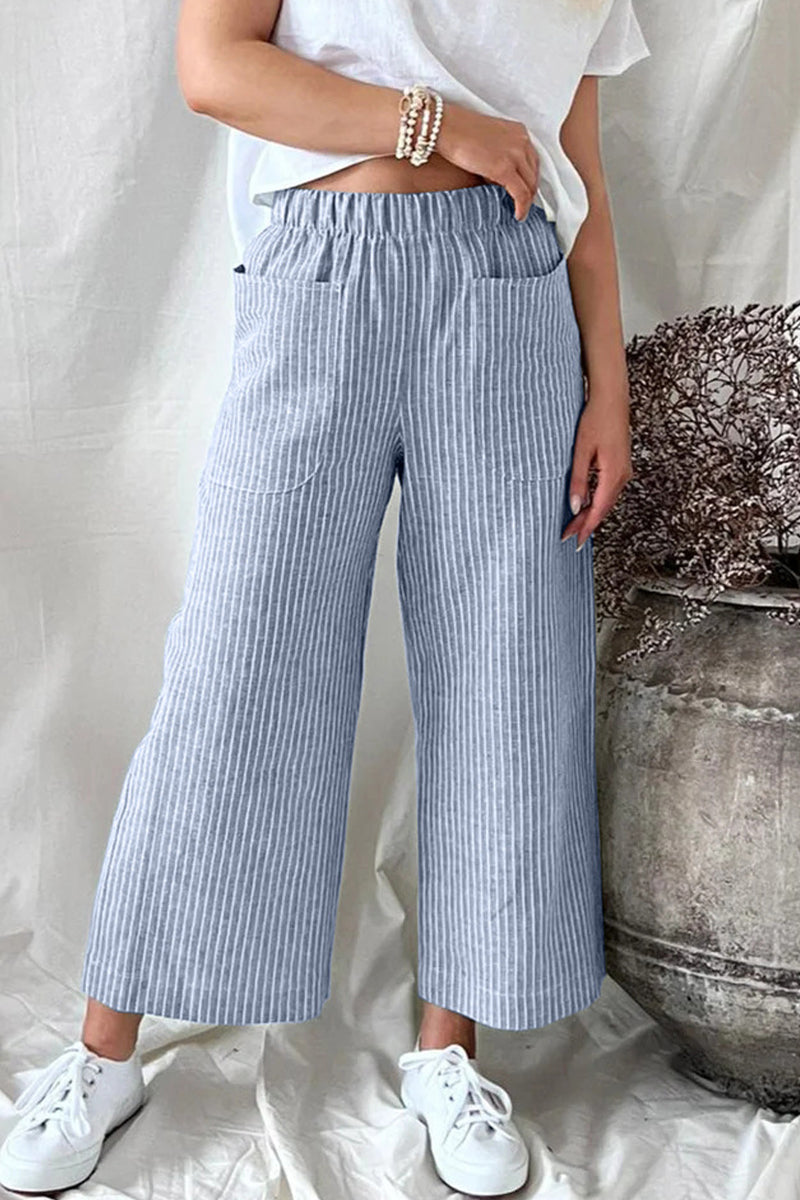 Casual Solid Pocket Loose Straight Bottoms(5 Colors)