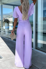 Casual Elegant Solid Solid Color V Neck Regular Jumpsuits