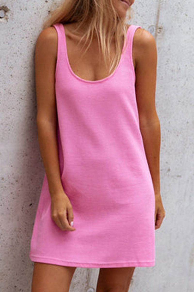 Sexy Casual Solid Solid Color U Neck Vest Dress Dresses