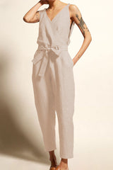 Casual College Solid Frenulum V Neck Loose Jumpsuits(4 Colors)